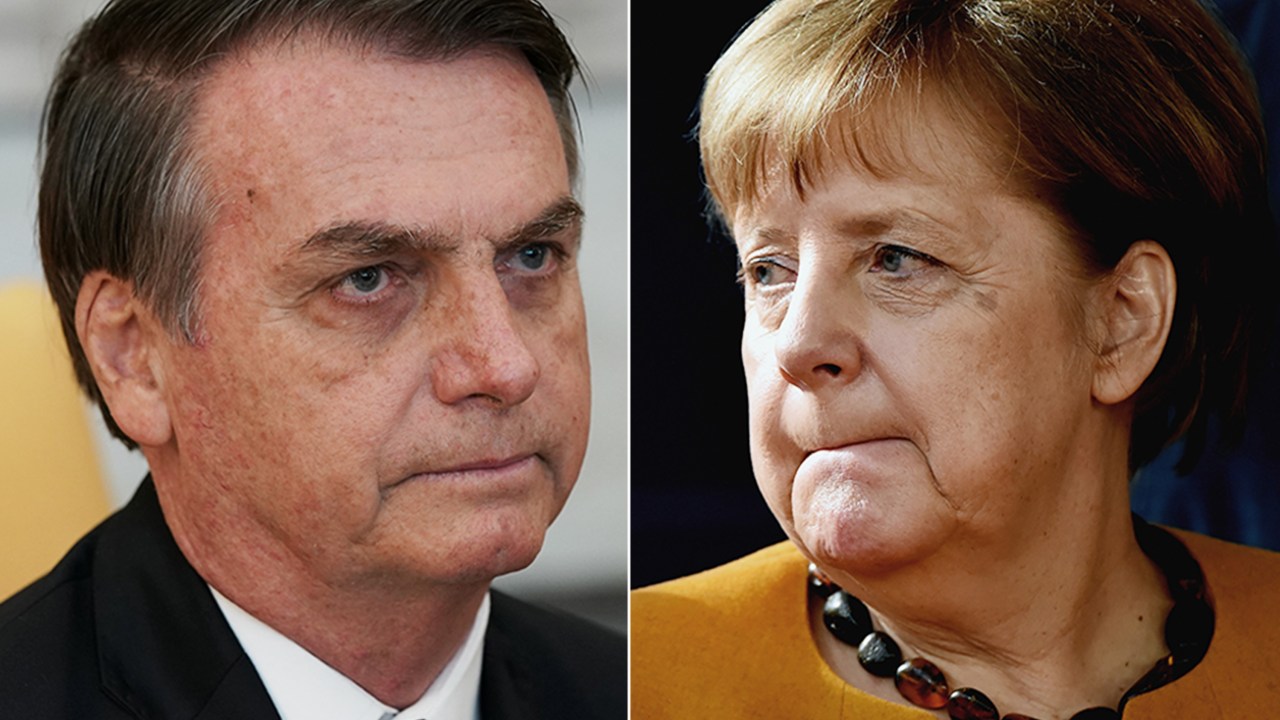 Presidente Jair Bolsonaro e a chanceler alemã Angela Merkel