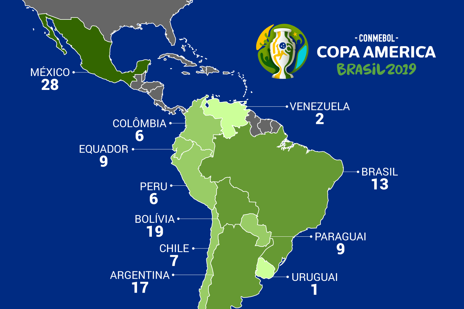 Mapa Da Copa America Mexico E O Pais Que Mais Cedeu Atletas Veja