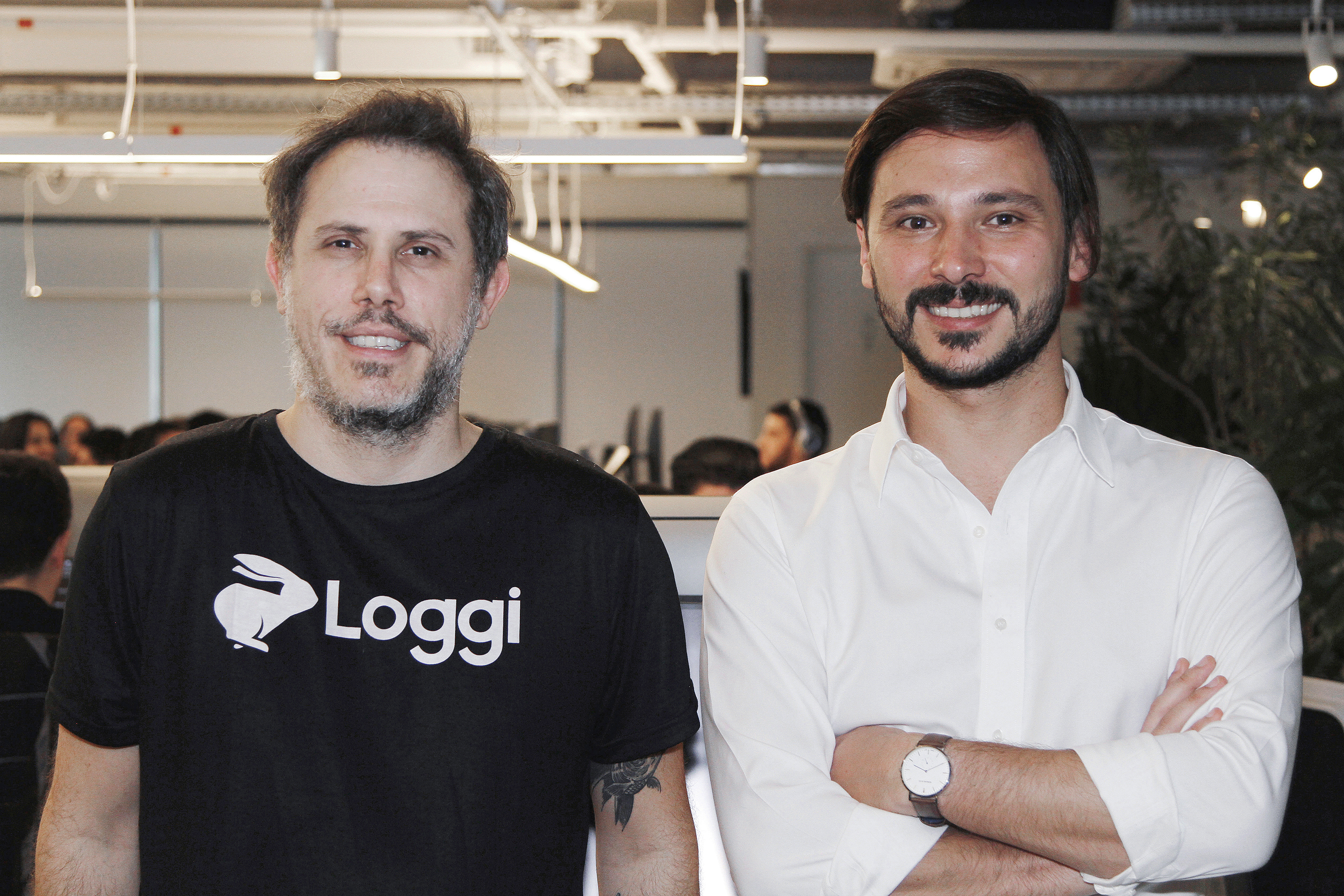Os fundadores Arthur Debert e Fabien Mendez na sede da startup, na região da Avenida Paulista