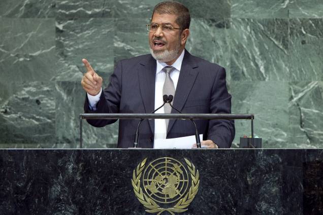 Mohamed Morsi discursa durante Assembleia Geral da ONU em 2012