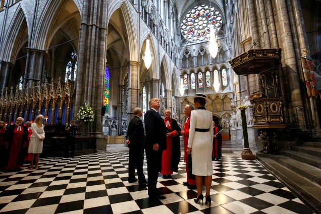 O presidente dos Estados Unidos, Donald Trump, e a primeira-dama Melania Trump visitam a Abadia de Westminster em Londres - 03/06/2019