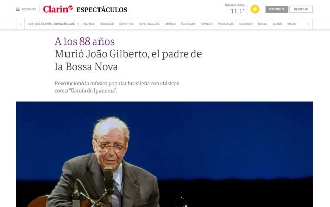 Imprensa internacional destaca morte de João Gilberto: ‘luz da Bossa Nova’