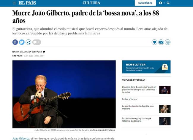 Imprensa internacional destaca morte de João Gilberto: ‘luz da Bossa Nova’