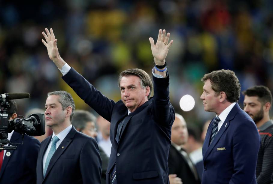 O presidente Jair Bolsonaro na final da Copa América 2019, no Maracanã