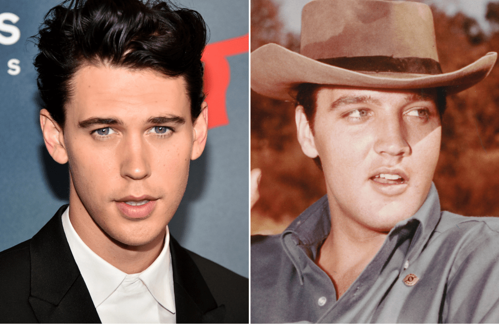 O ator Austin Butler e o cantor Elvis Presley