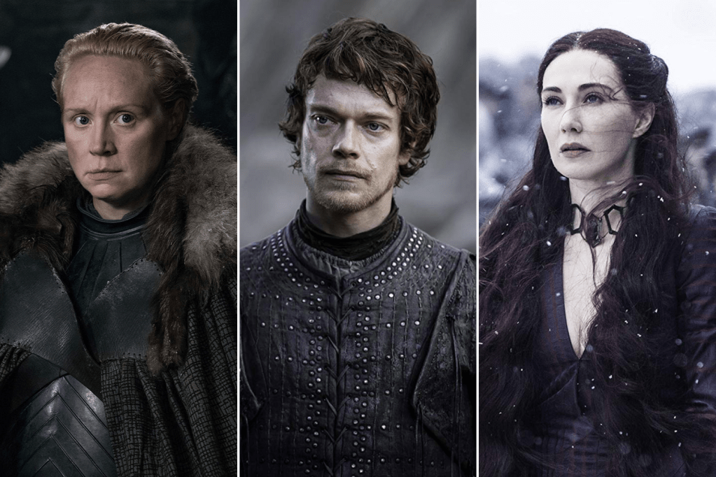 Gwendoline Christie, Alfie Allen e Carice van Houten em 'Game of Thrones'