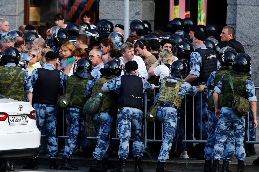 Protestos em Moscou, em 27 de julho de 2019