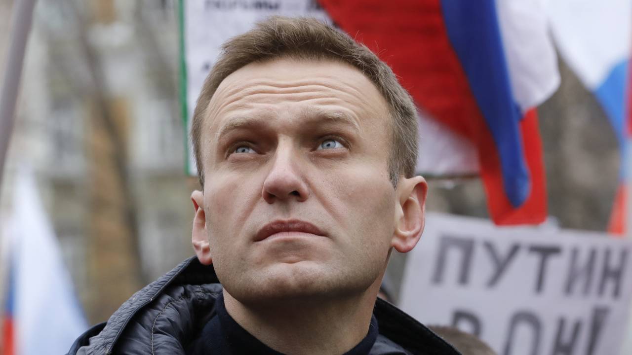Alexei Navalny, líder opositor russo, durante protesto em Moscou, em fevereiro de 2019