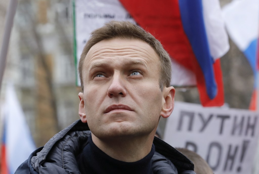 Alexei Navalny, líder opositor russo, durante protesto em Moscou, em fevereiro de 2019