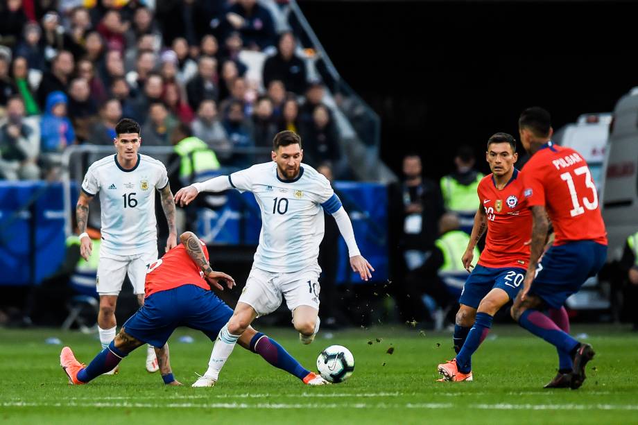 Lionel Messi durante partida contra o Chile, válida pela disputa de terceiro lugar da Copa América