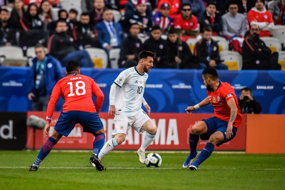 Lionel Messi durante partida contra o Chile, válida pela disputa de terceiro lugar da Copa América