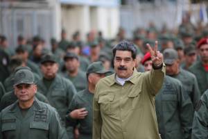 FILE PHOTO: Venezuela’s President Nicolas Maduro gestures during a meeting with soldiers at a military base in Caracas