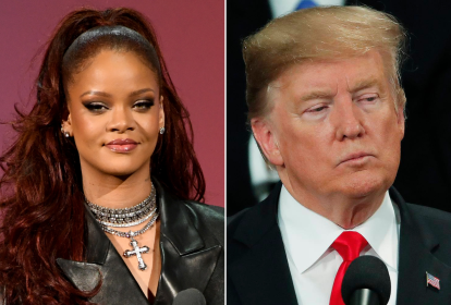 A cantora Rihanna e o presidente americano Donald Trump