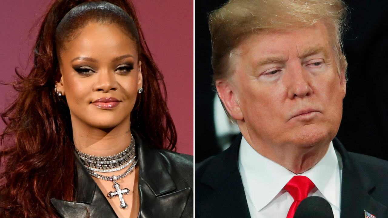 A cantora Rihanna e o presidente americano Donald Trump