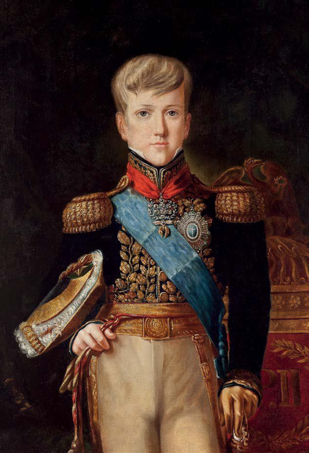D. Pedro II pouco depois de completar 10 anos de idade. Félix Émile Taunay, 1837. o.s.t.