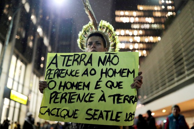 Ato na Avenida Paulista, em São Paulo, contra a política ambiental do governo Bolsonaro - 23/8/2019