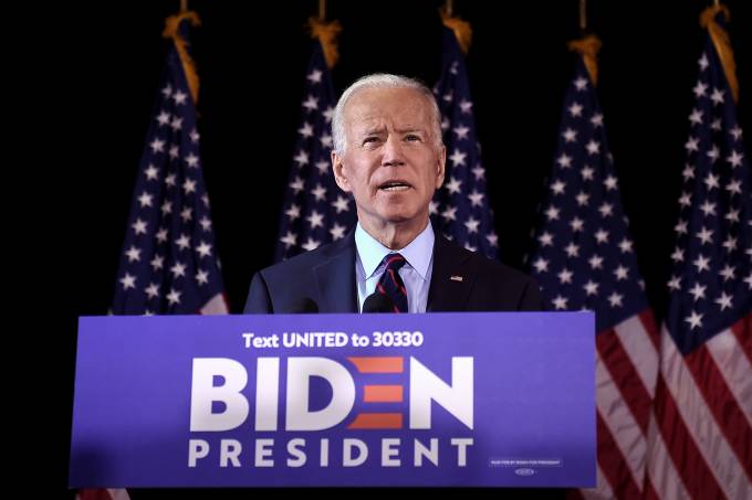 Democratic primary candidate Joe Biden makes a statement on whistleblower report and President Trump