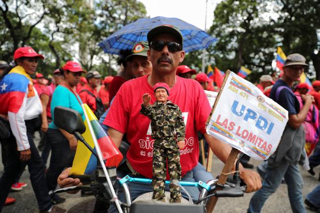 Supporters of Venezuela’s President Nicolas Maduro attend a rally against U.S. President Donald Trump in Caracas