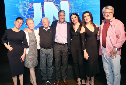 Renata Vasconcellos, Alice-Maria, Cid Moreira, William Bonner, Patricia Poeta, Fátima Bernardes e Sérgio Chapelin