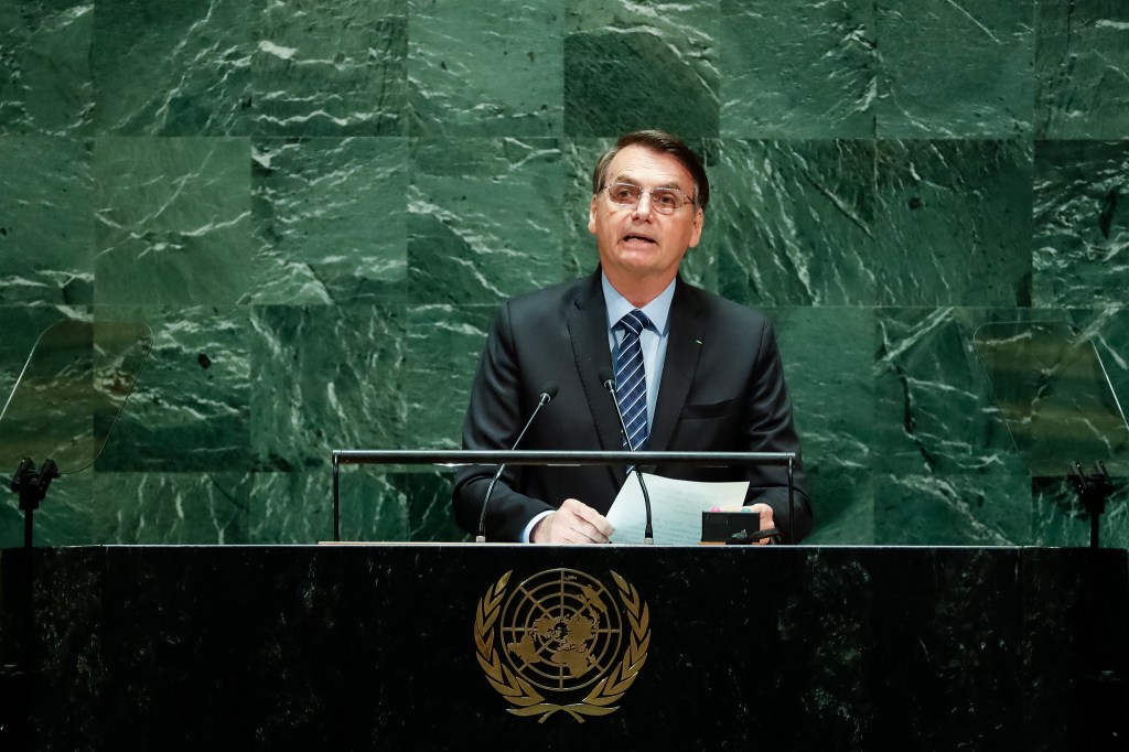Presidente Jair Bolsonaro discursa durante a abertura do Debate Geral da 74ª Sessão da Assembleia Geral das Nações Unidas