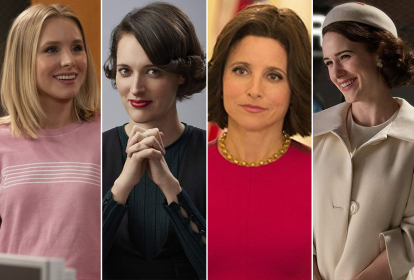 As personagens Eleanor Shellstrop (Kristen Bell), de 'The Good Place'; Fleabag (Phoebe Waller-Bridge), de 'Fleabag'; Selina Meyer (Julia Louis-Dreyfus), de 'Veep'; e Miriam Maisel (Rachel Brosnahan), de 'The Marvelous Mrs. Maisel'