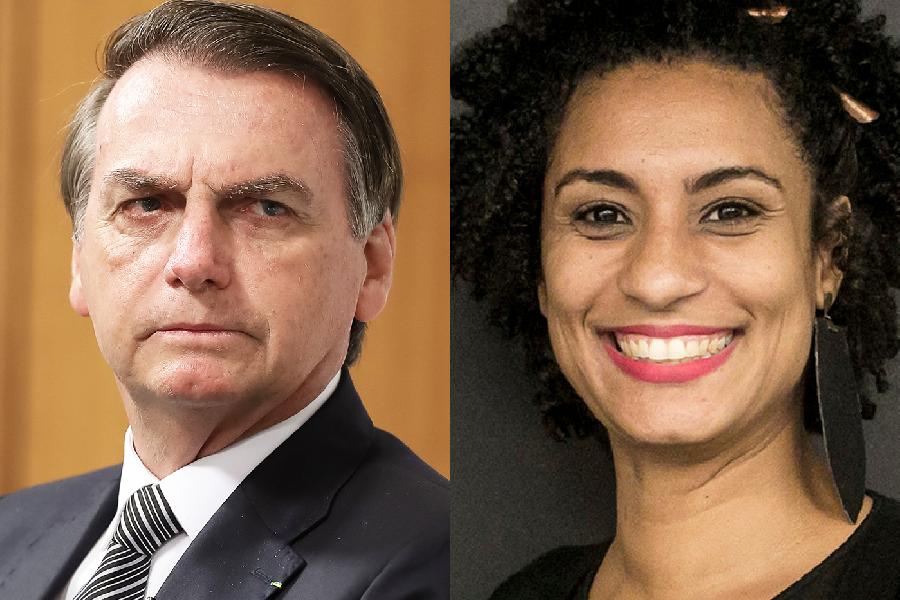 O presidente Jair Bolsonaro e a vereadora Marielle Franco