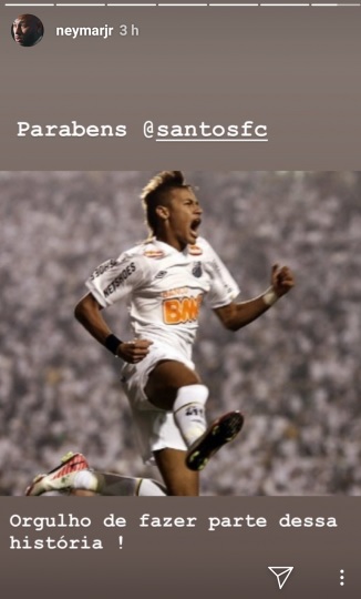 Neymar parabeniza Santos nas redes