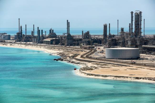 FILE PHOTO: General view of Saudi Aramco’s Ras Tanura oil refinery and oil terminal in Saudi Arabia