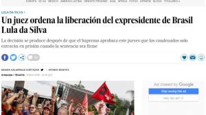 Apresentação sem título O espanhol El País relembra que a soltura de Lula está associada à decisão do Supremo de quinta-feira 7 que 'condenados só serão presos quando em trânsito julgado' - 8/11/2019