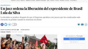 O espanhol El País relembra que a soltura de Lula está associada à decisão do Supremo de quinta-feira 7 que 'condenados só serão presos quando em trânsito julgado' - 8/11/2019