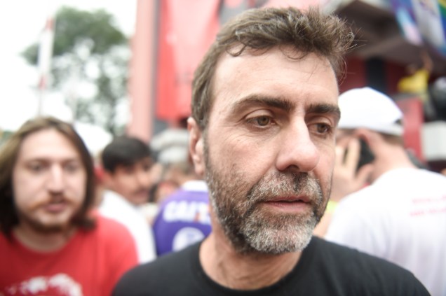 Marcelo Freixo em ato no em frente ao Sindicato dos Metalúrgicos, em São Bernardo do Campo-SP