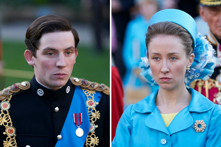 Príncipe Charles (Josh O'Connor) e princesa Anne (Erin Doherty) em 'The Crown'