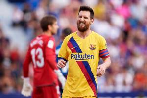 Lionel Messi frustrado na derrota para o Levante