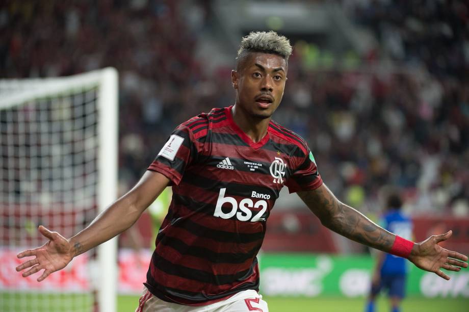 Bruno Henrique comemora gol do Flamengo contra o Al-Hilal, pelo Mundial de Clubes