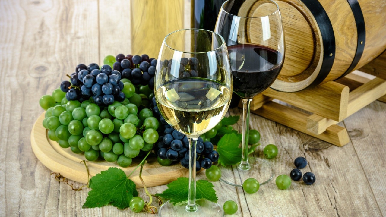Taças de vinho e uvas