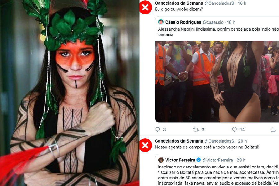 Internautas pedem cancelamento da atriz Alessandra Negrini por se fantasiar de índia no Carnaval (17/02/2020)