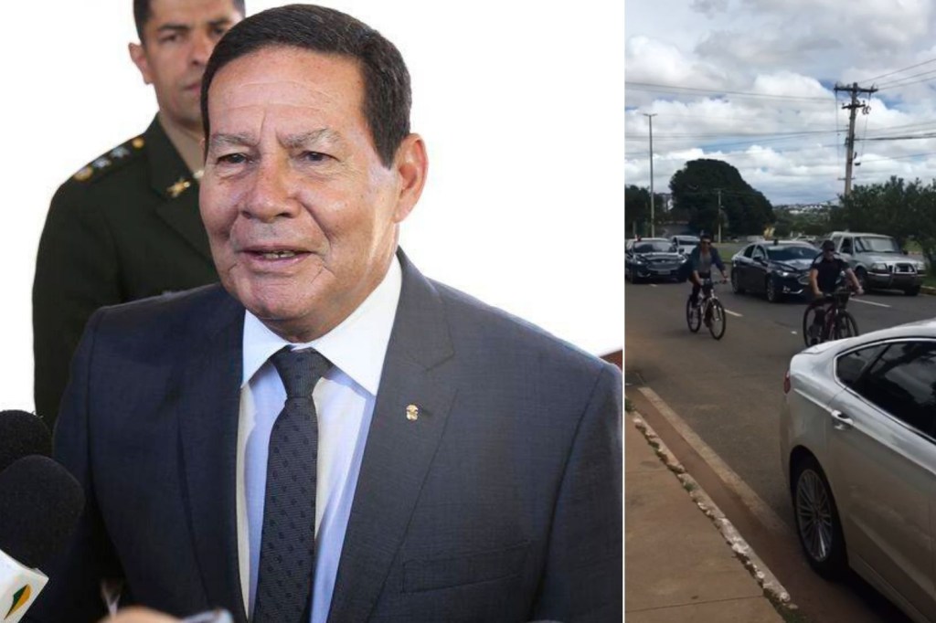 Vice-presidente Hamilton Mourão pedala por Brasília