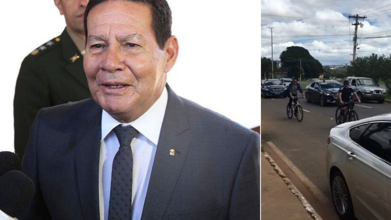 Vice-presidente Hamilton Mourão pedala por Brasília