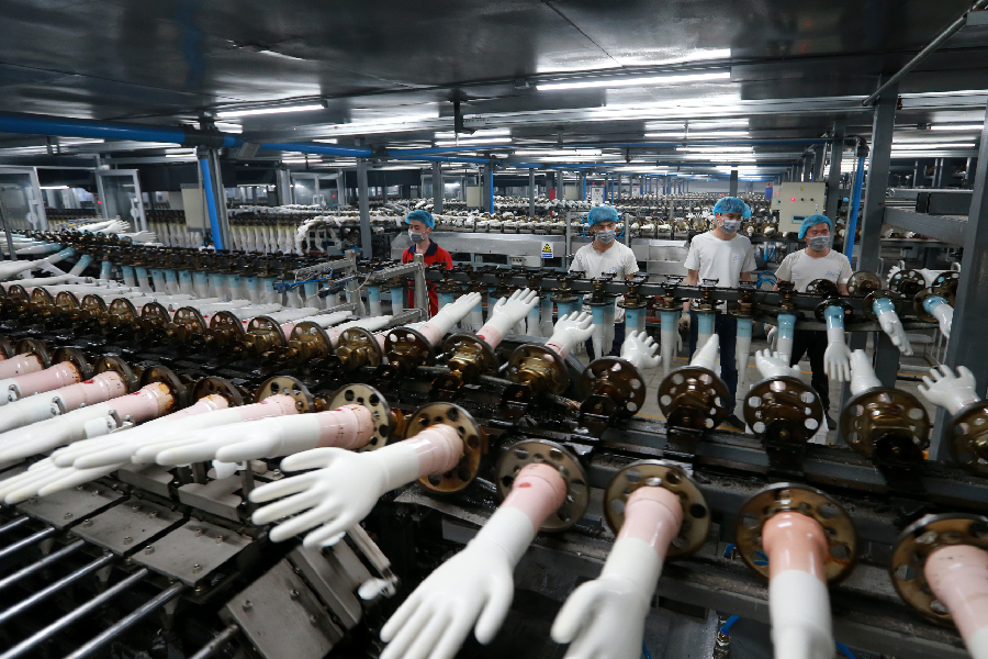 Produção de luvas na China