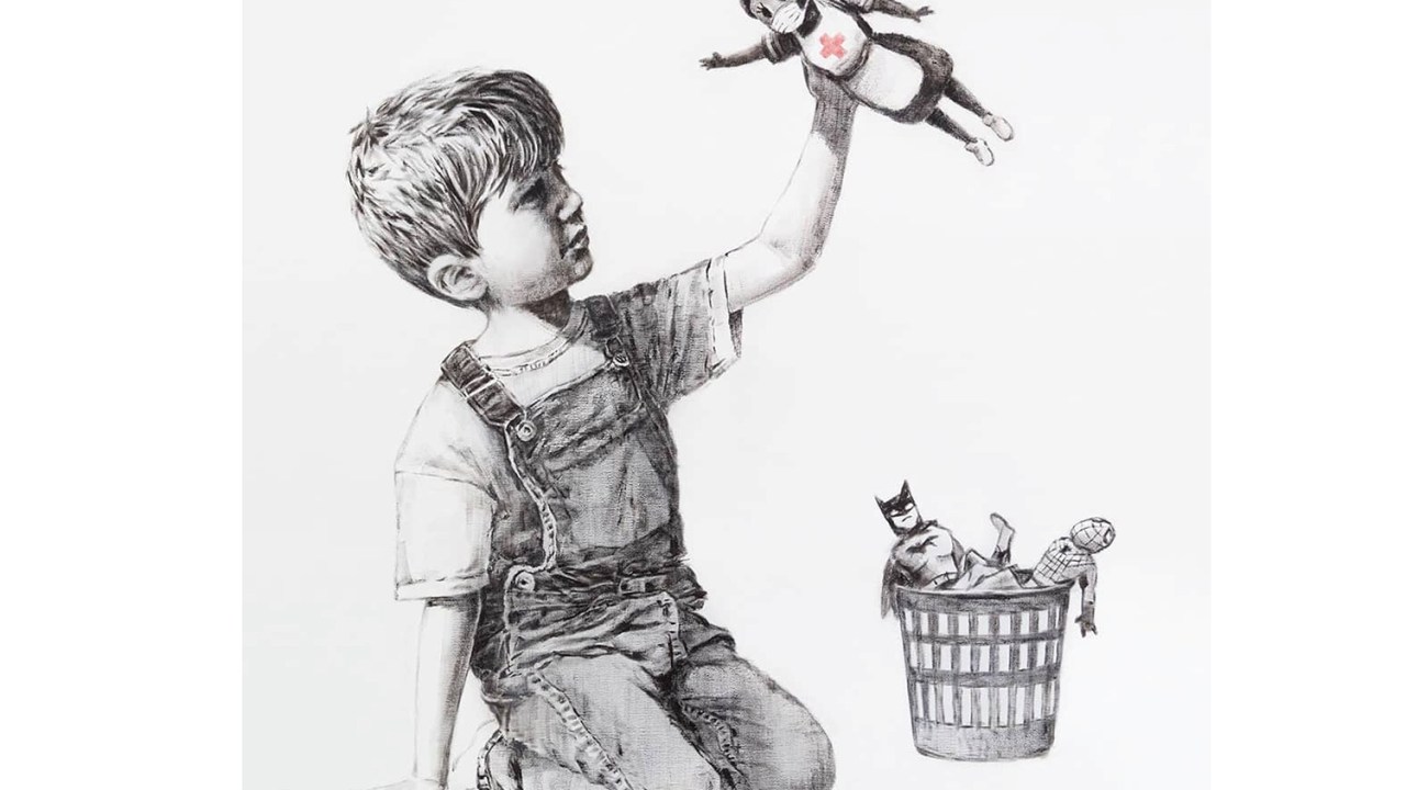 Obra de Banksy presta homenagem a profissionais da saúde