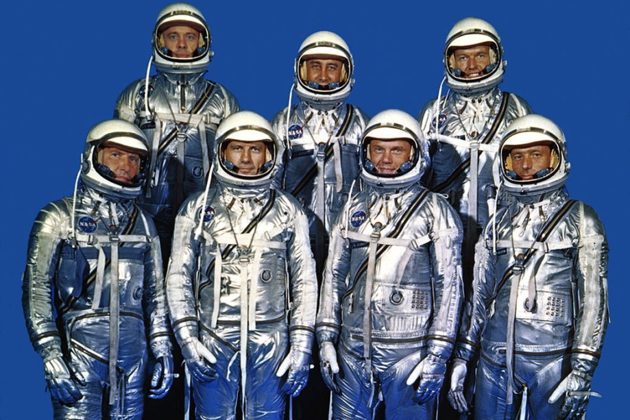 A primeira turma de astronautas da Nasa, conhecida como Mercury 7, em foto de 1959