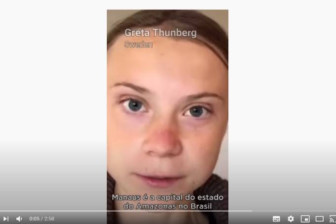 Greta Thunberg em vídeo por Manaus