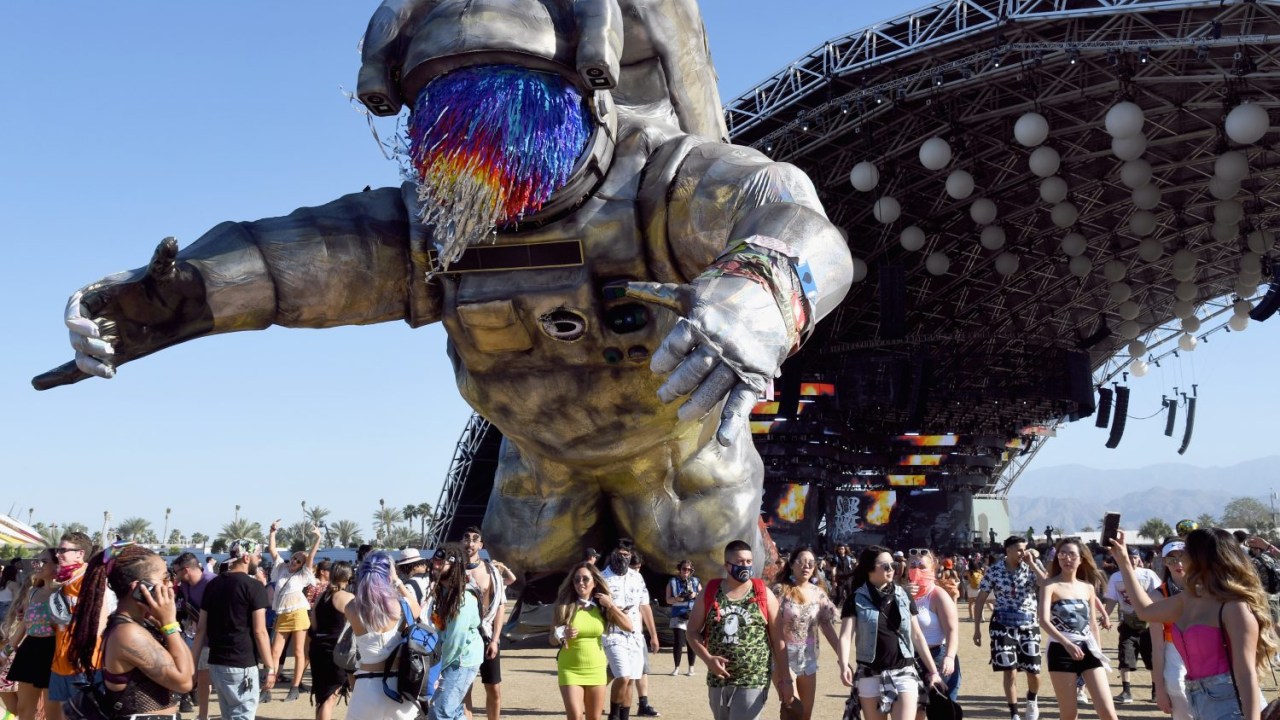 INDIO, CA - APRIL 21: Overview Effect is seen near Sahara Tent during the 2019 Coachella Valley Music And Arts Festival on April 21, 2019 in Indio, California. (Photo by Kevin Mazur/Getty Images for Coachella)