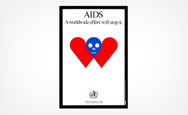 Cartaz da Organização Mundial da Saúde contra a Aids feito por Milton Glaser