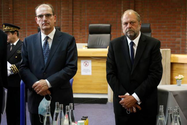 French PM Castex and Justice Minister Dupond-Moretti at the courthouse in Bobigny