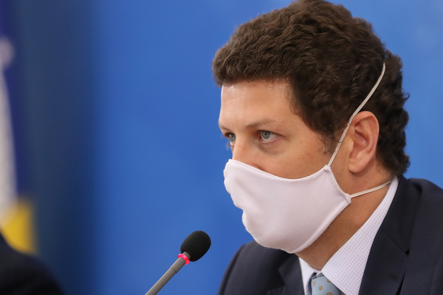 O ministro do Meio Ambiente, Ricardo Salles, durante coletiva de imprensa, em Brasília