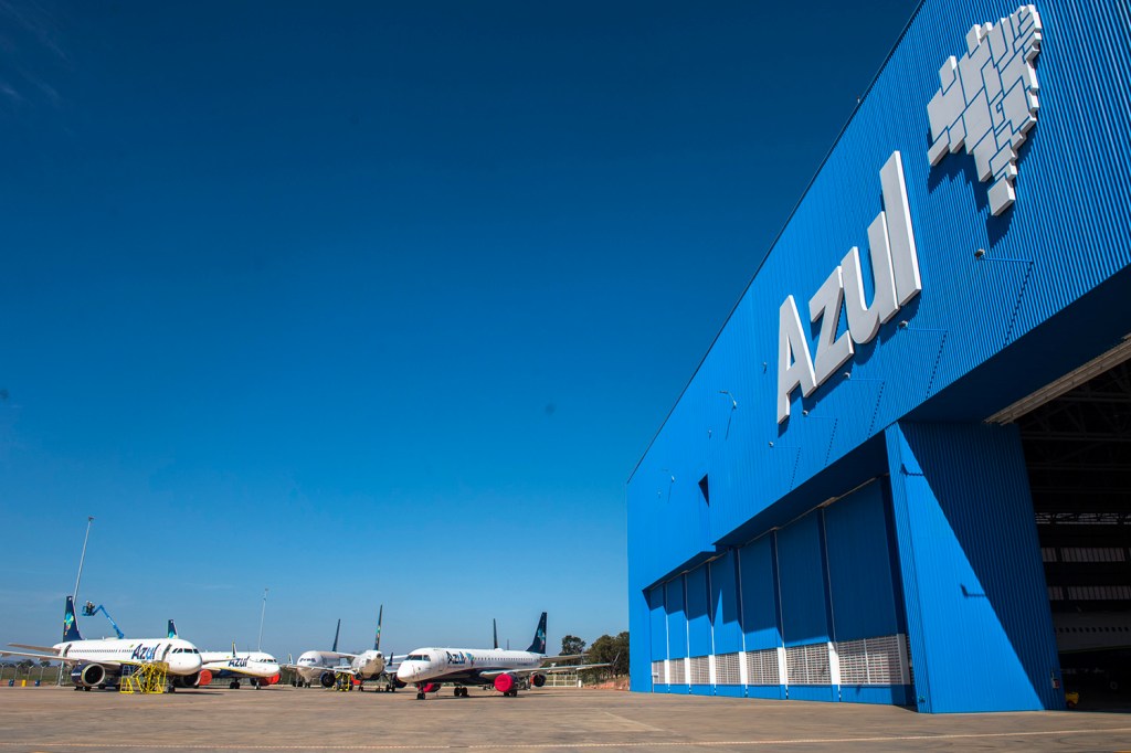 Hangar de manutenção da companhia Azul Linhas Aéreas, localizado no Aeroporto de Viracopos, em Campinas