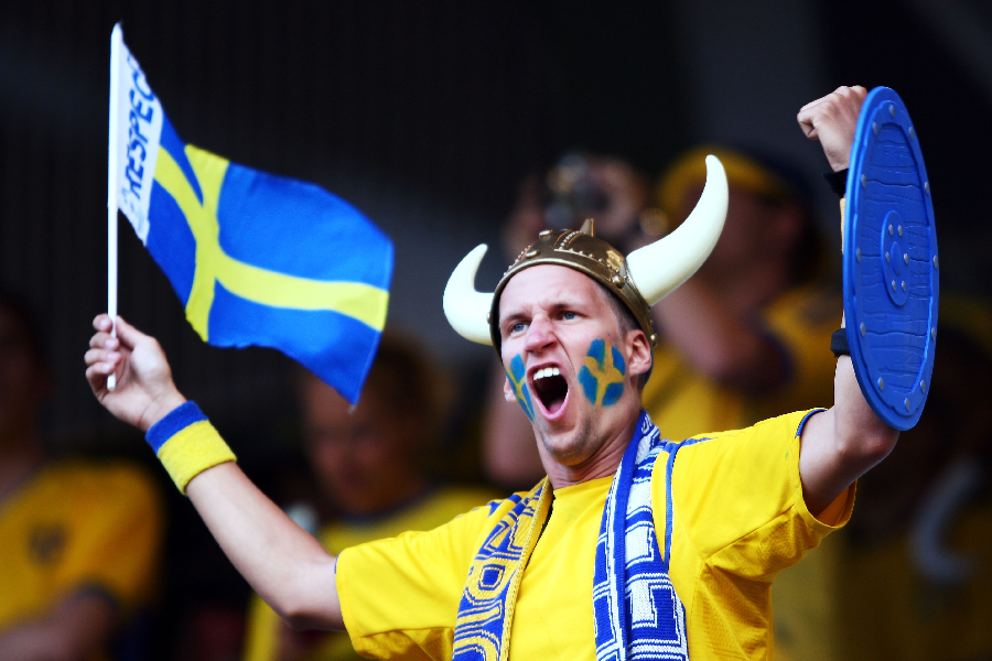A Sweden fan shows their support ahead of the UEFA EURO 2008