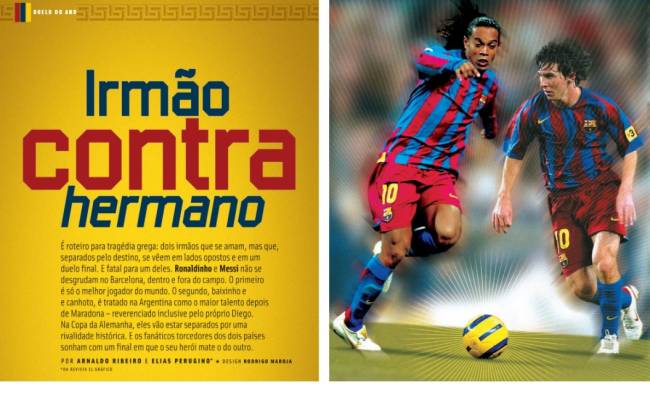 Matéria de 2006 falava da amizade e possível duelo entre Ronaldinho e Messi