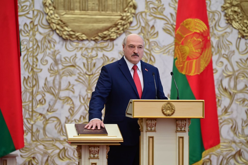 Presidente bielorrusso, Alexander Lukashenko, durante cerimônia de posse em Minsk. 23/09/2020